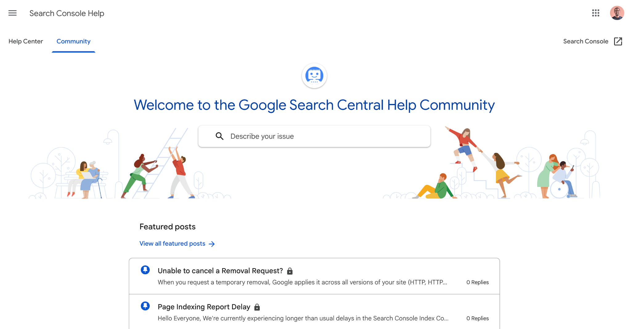 Homepage of Google Search Central Help Community