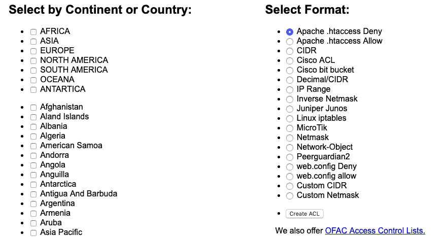 Generate a list of IP addresses using Country IP Blocks