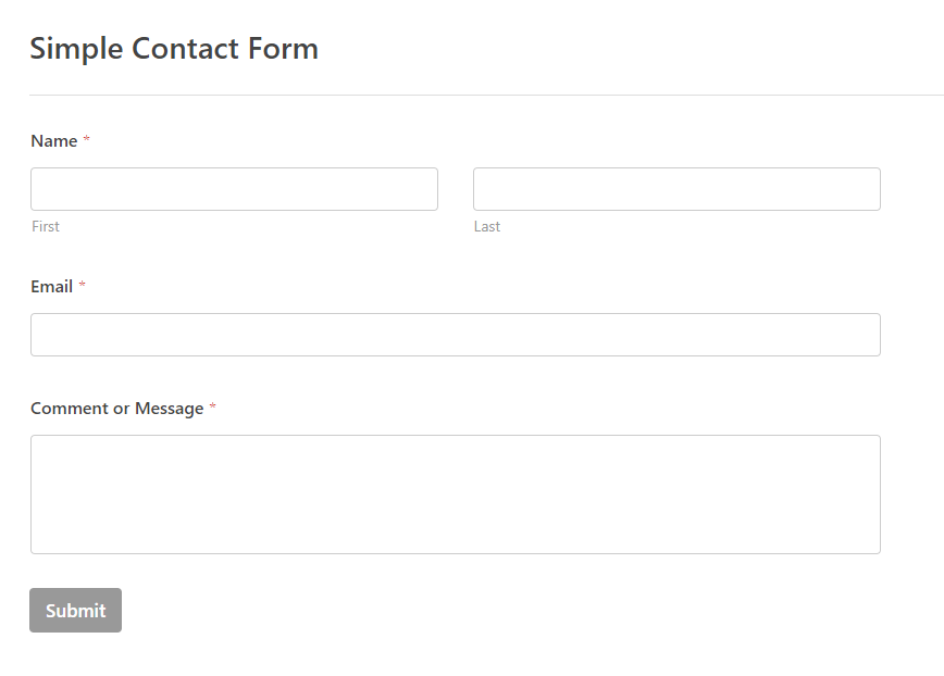 Simple contact form example