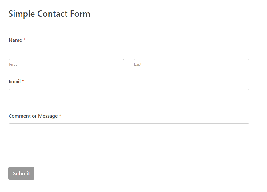 An example of a simple contact form