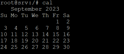 The cal command shows the current month of the year