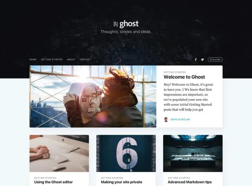 Example of ghost theme Casper