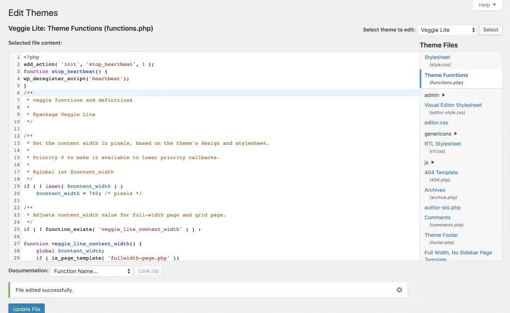 Edit the function.php file to disable WordPress heartbeat