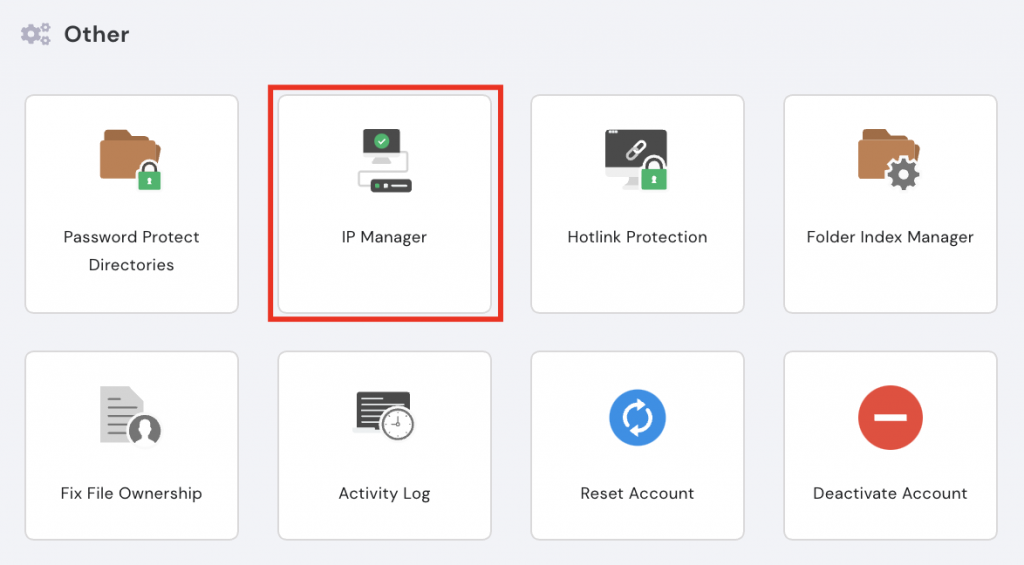Hostinger hPanel with IP manager highlighted