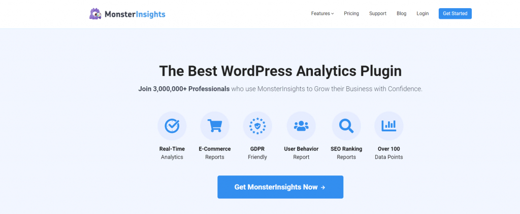 MonsterInsights, a popular Google Analytics plugin with enhanced eCommerce tracking