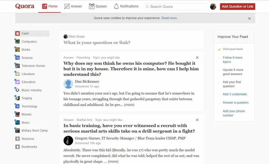 Quora Forum SEO questions