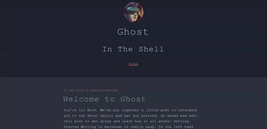Example of ghost theme The Shell