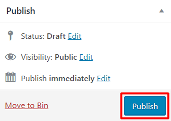 WordPress publish box