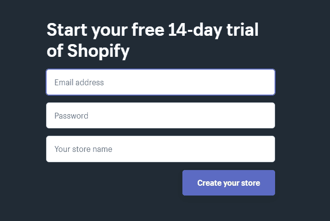 Shopify Registration form