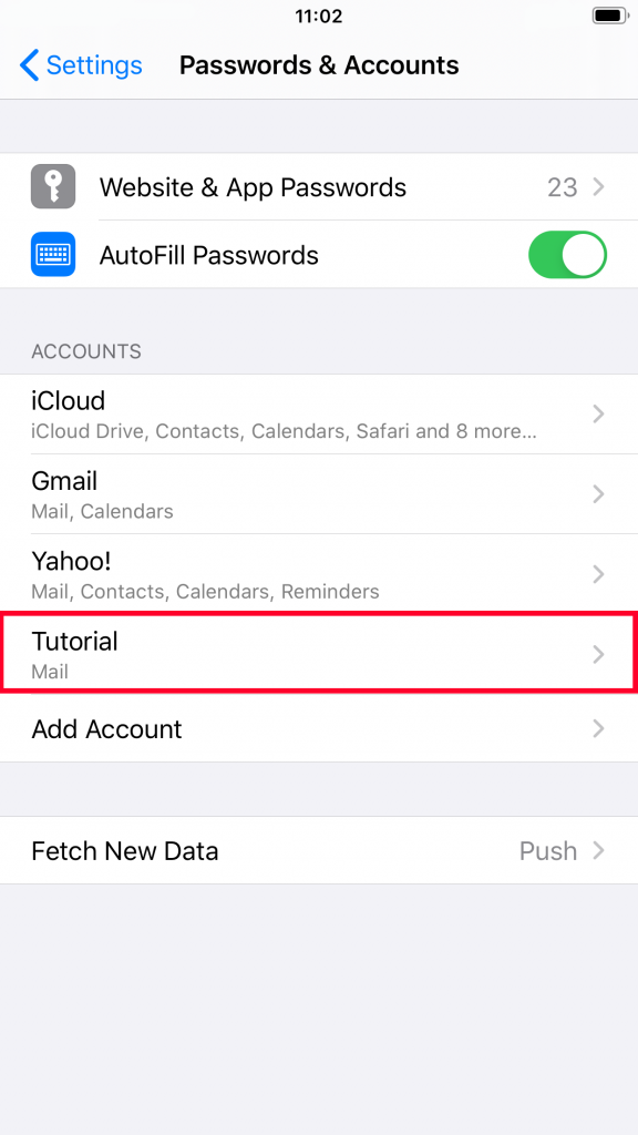 Your custom email is found on the iOS Mail app