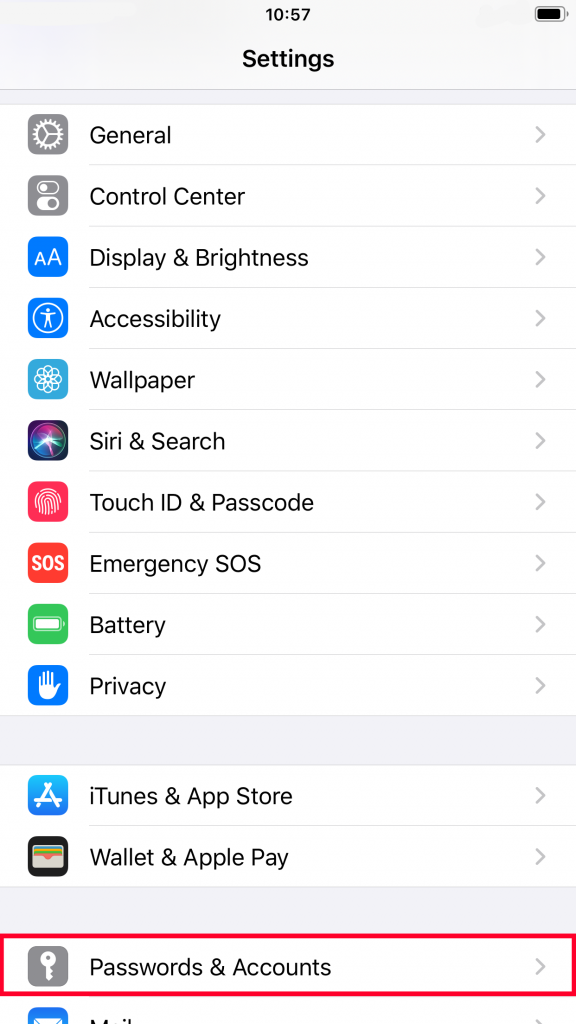 general setting app on iphone, password settings