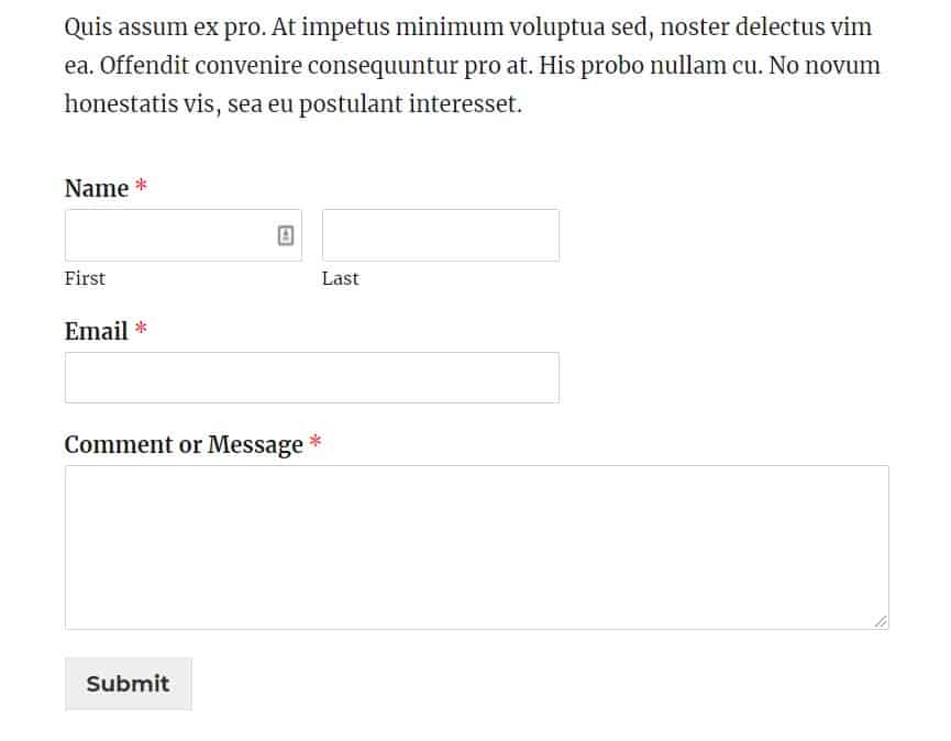 example contact form post page