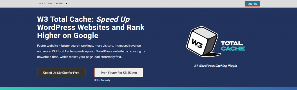 W3 Total Cache landing page