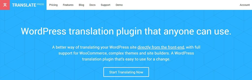 TranslatePress homepage.