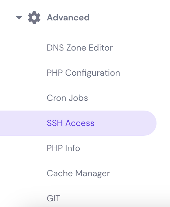 SSH access hPanel