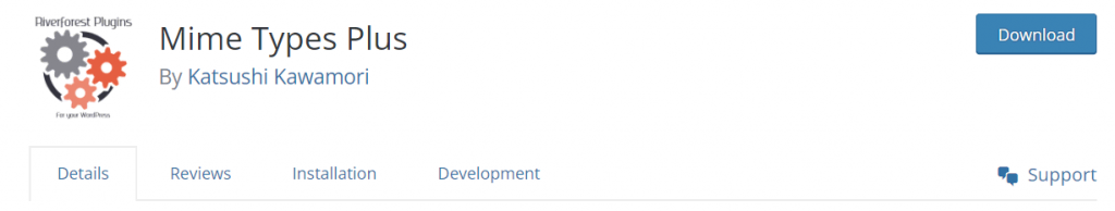 The MIME Types Plus plugin page on wordpress.org