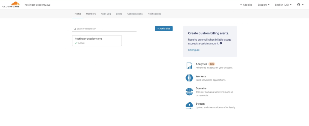 cloudflare dashboard