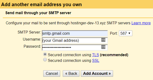 Mengonfigurasi server SMTP Gmail