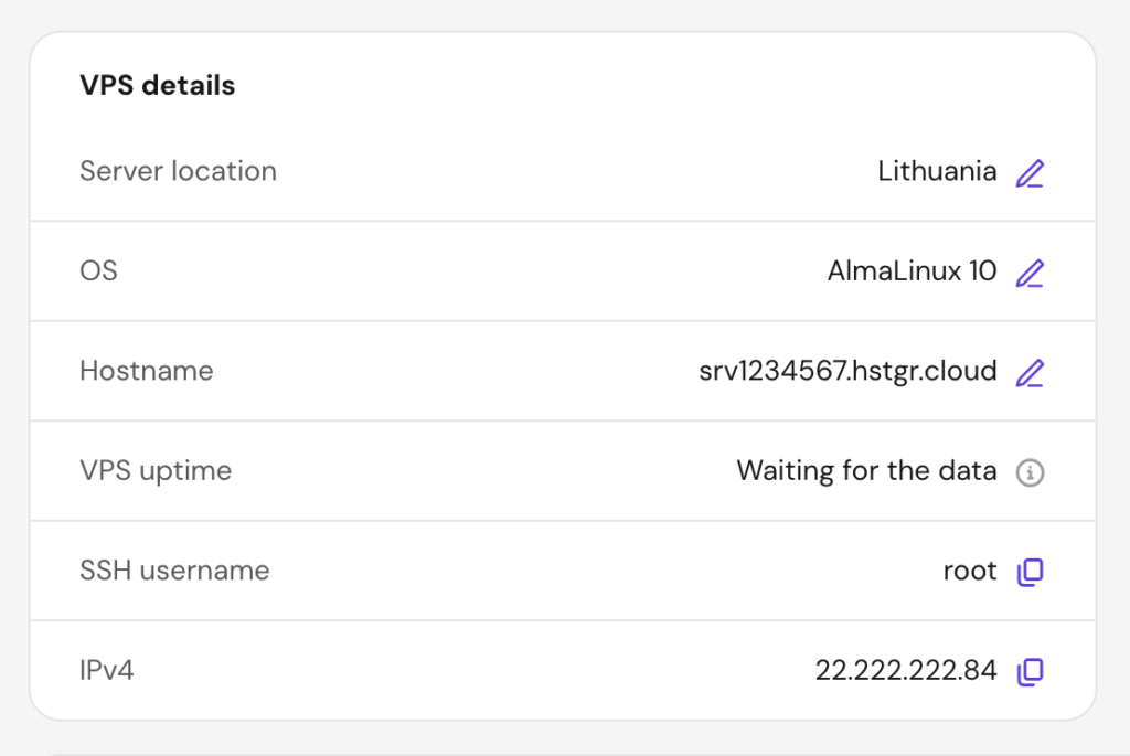 Hostinger VPS hPanel Panel access