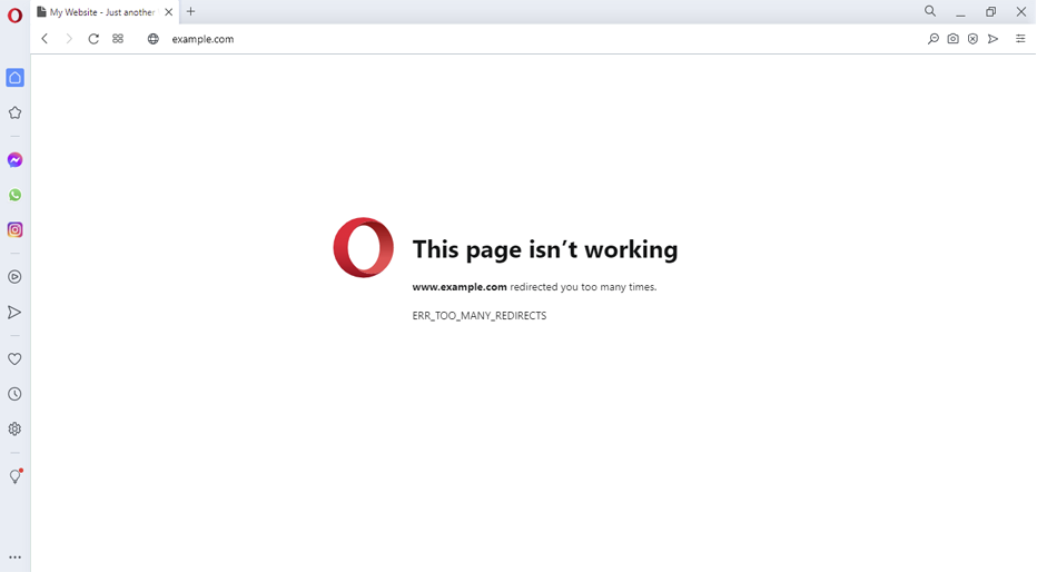 Opera error message for err_too_many_redirects.