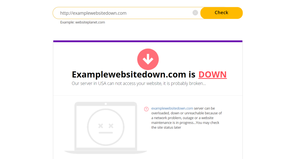 site's downtime result on website planet