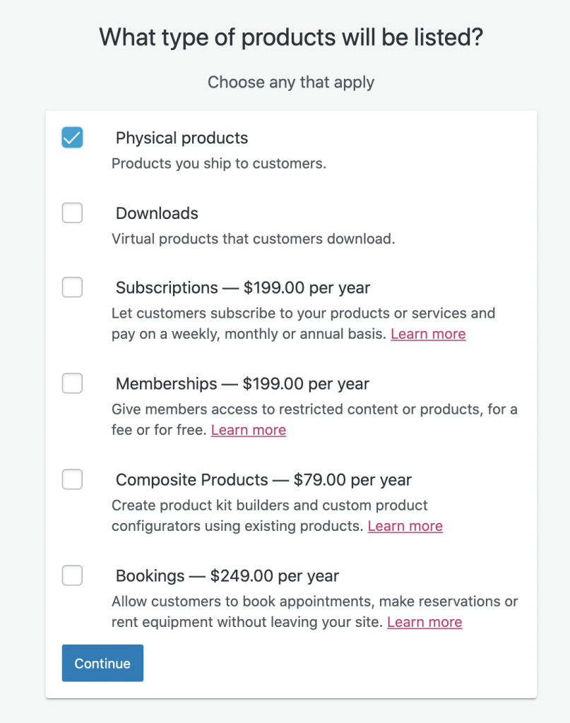woocommerce product type