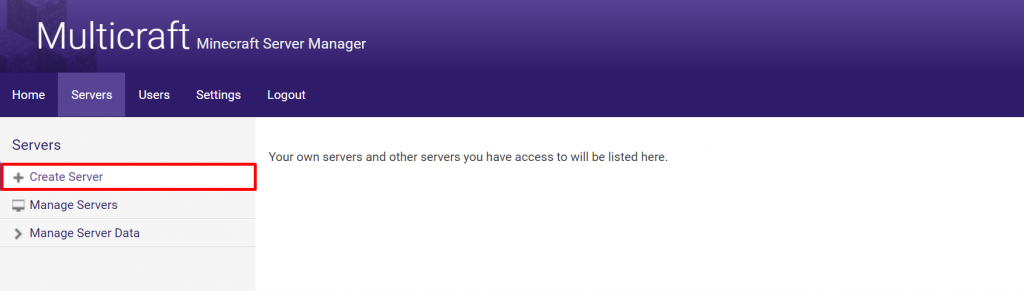 create new server in multicraft
