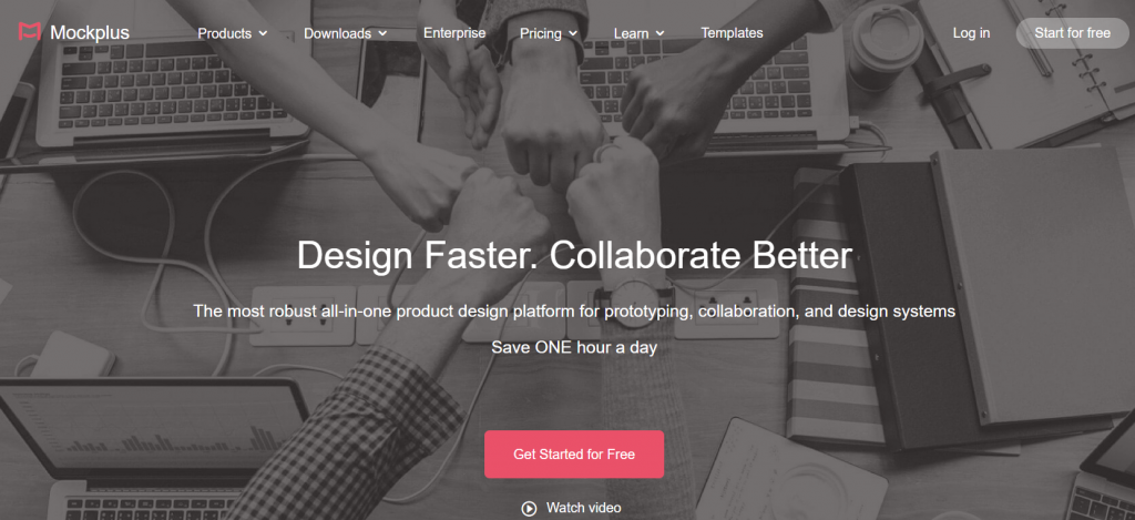 The homepage of Mockplus, a product design platform
