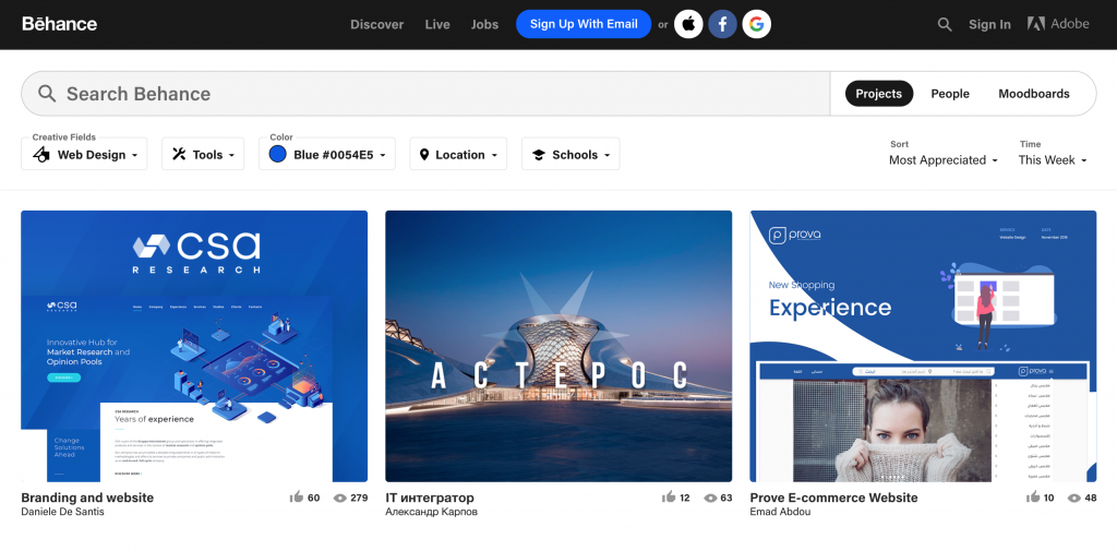 Behance, mạng xã hội để tìm ý tưởng thiết kế trang web