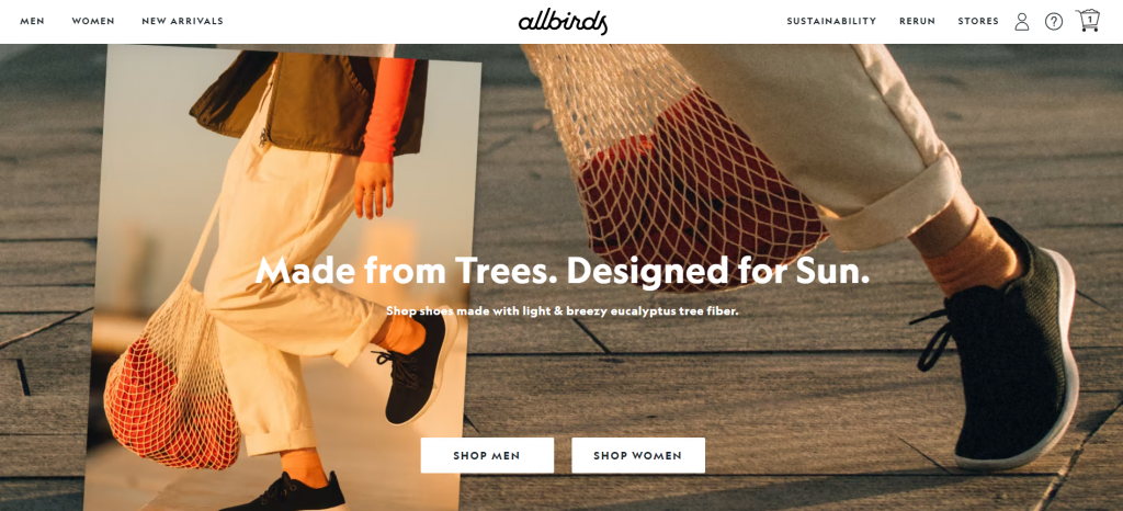 Allbirds' homepage