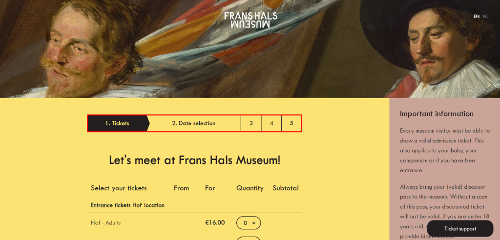Progress indicator on the Frans Hals Museum's checkout page