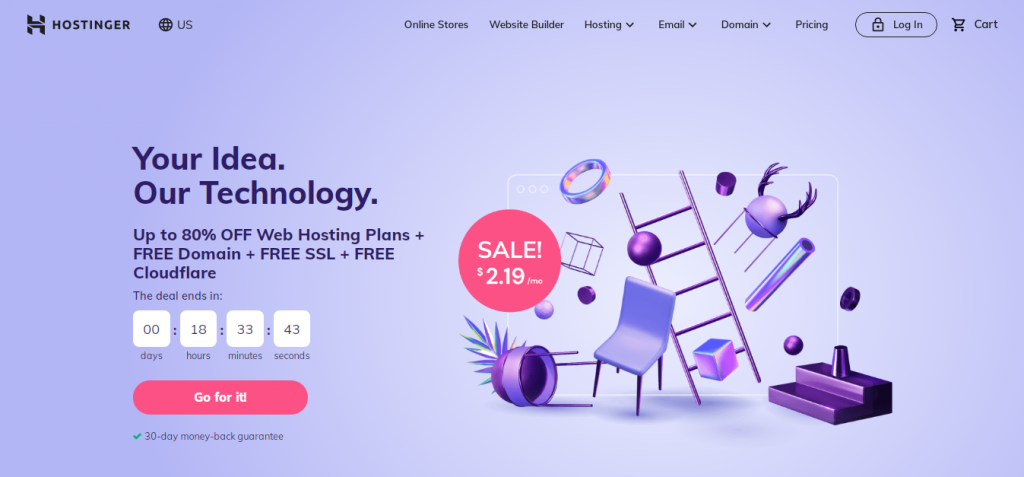 Hostinger's web hosting page