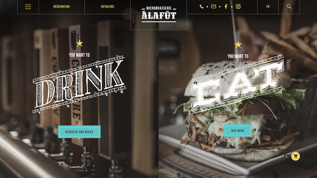 design da página inicial do e-commerce microbrasserie à la fût