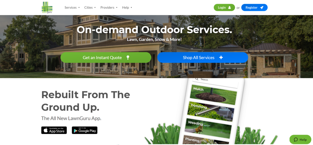 dịch vụ Lawn Guru nền B2C eCommerce business