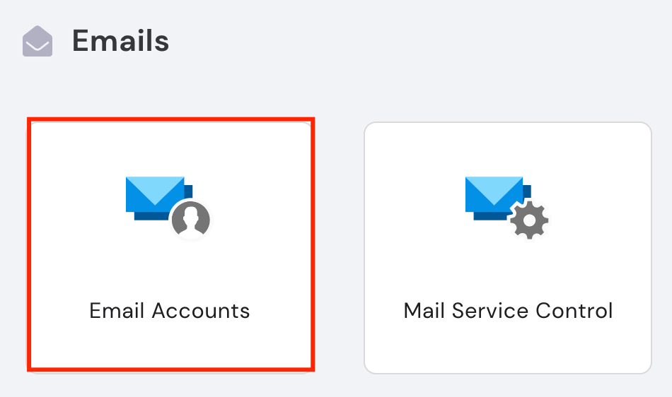 Hostinger's email section, highlighting Email Accounts.