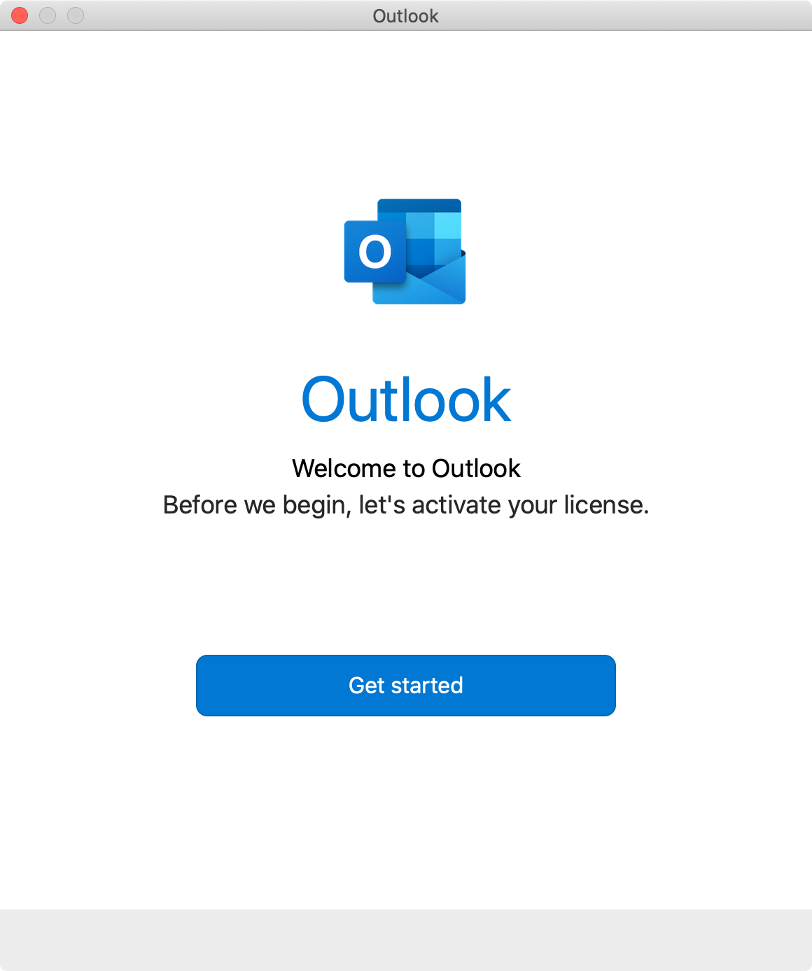 Outlook welcome screen on macOS.