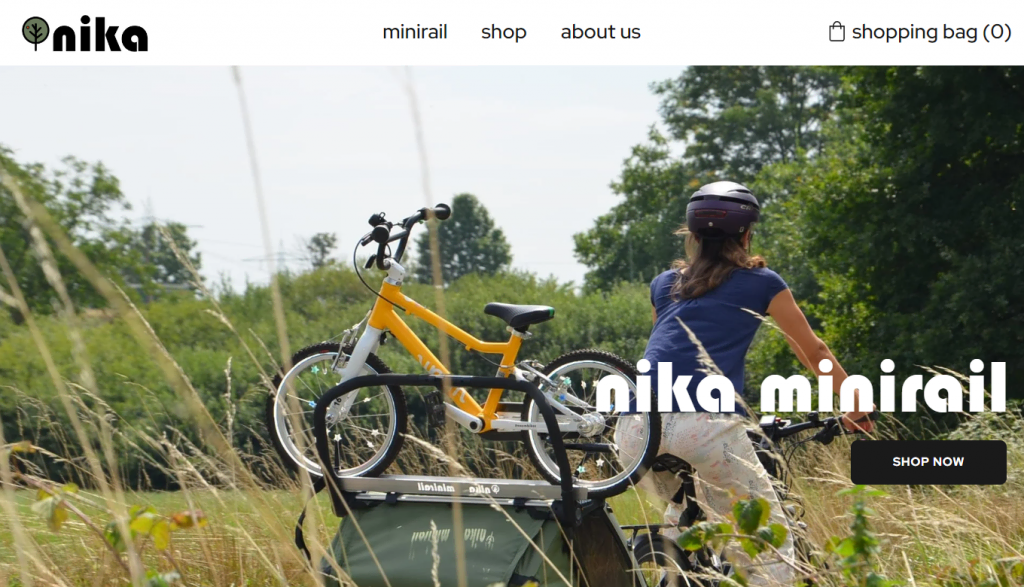 Nika's, a Hostinger client selling bicycle minirails, homepage