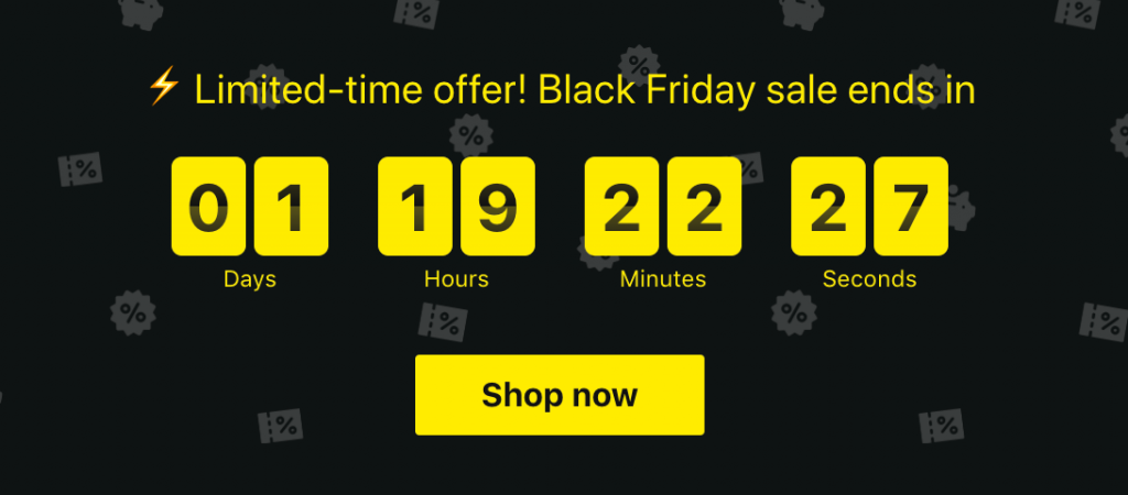 exemplo de contagem regressiva em promoção da Black Friday