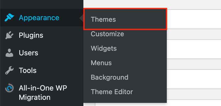 Capture d'écran wp themes settings