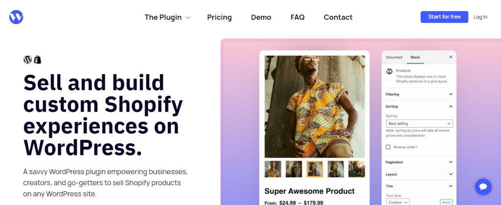 ShopWP - WordPress shopping cart plugin homepage. 