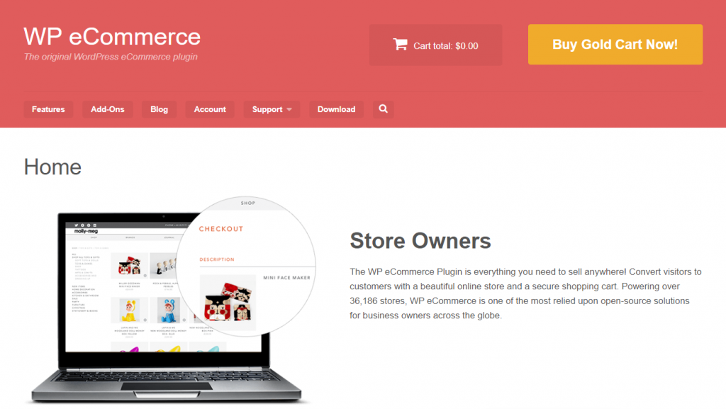 WP eCommerce homepage.
