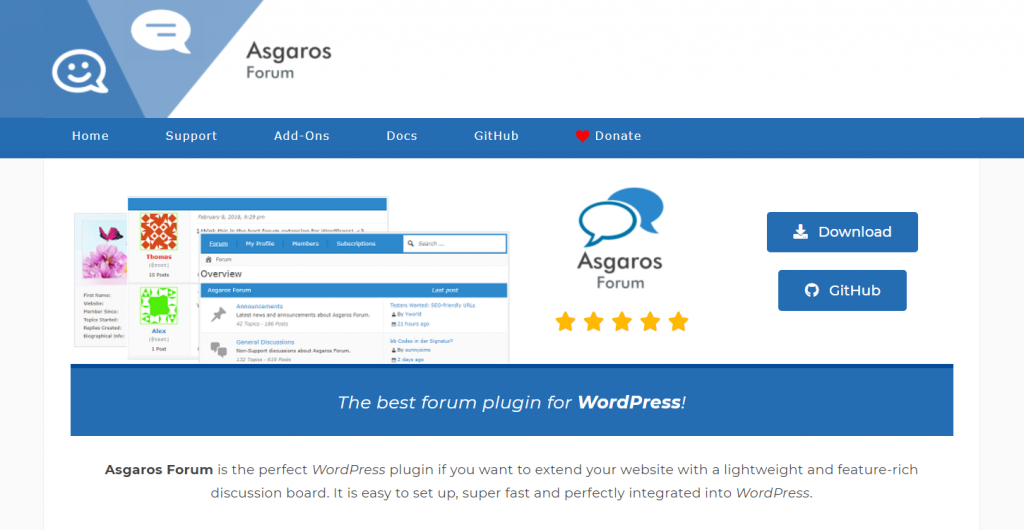 Asgaros Forum plugin homepage
