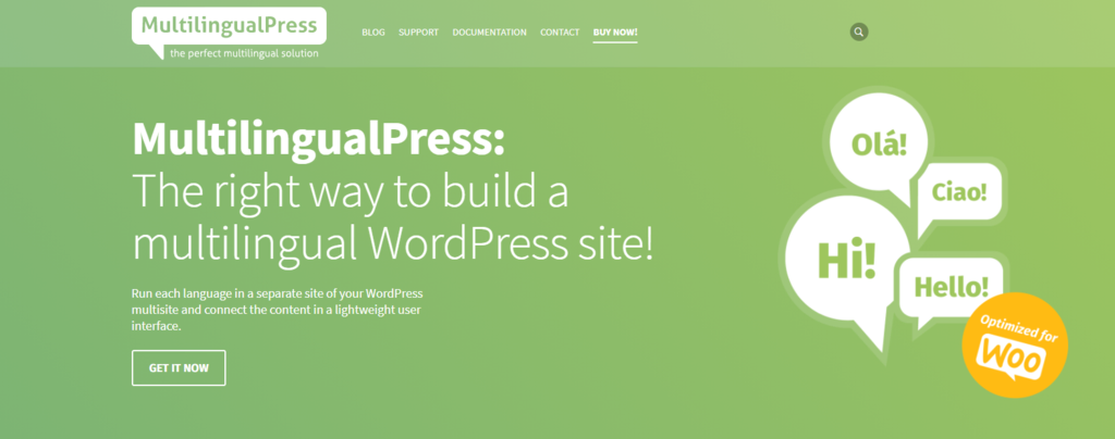 MultilingualPress homepage "The right way to build a multilingual WordPress site!