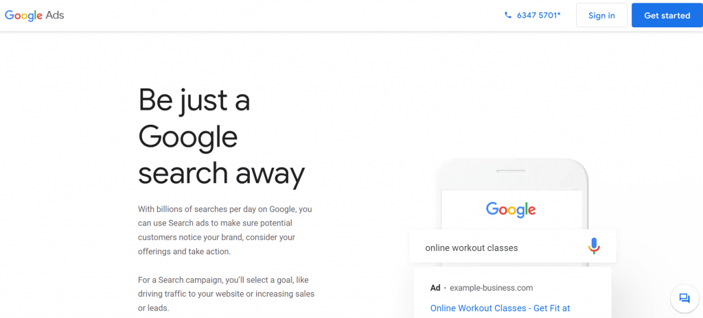 Google 关键字规划器的主页。