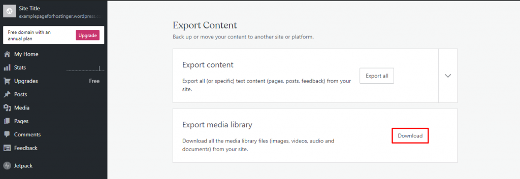 Download button to Export media library from your wordpress dashboard