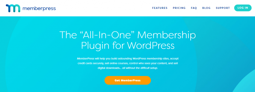 Homepage of MemberPress, a WordPress plugin for selling subscription-based digital downloads