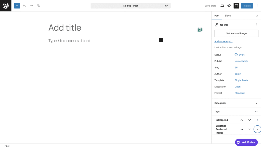 The WordPress post editor interface