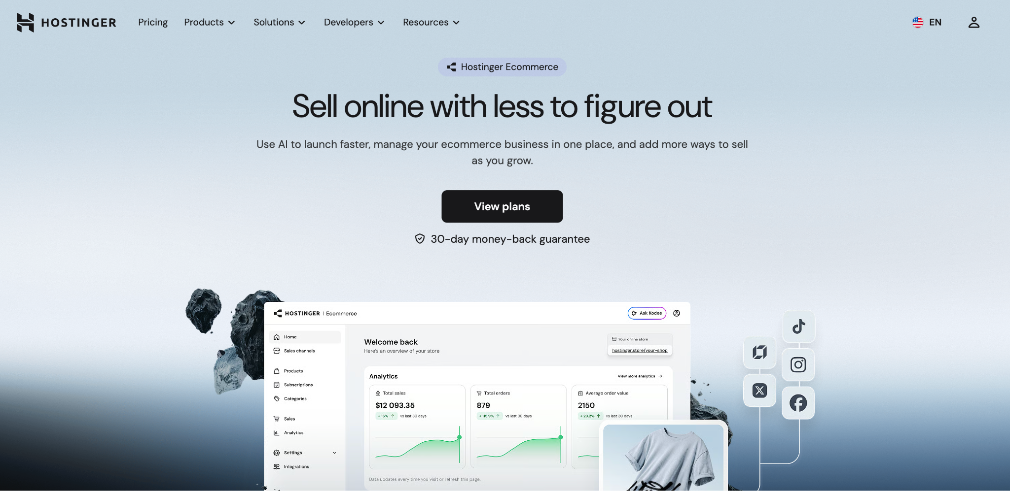 hostinger ecommerce landing page
