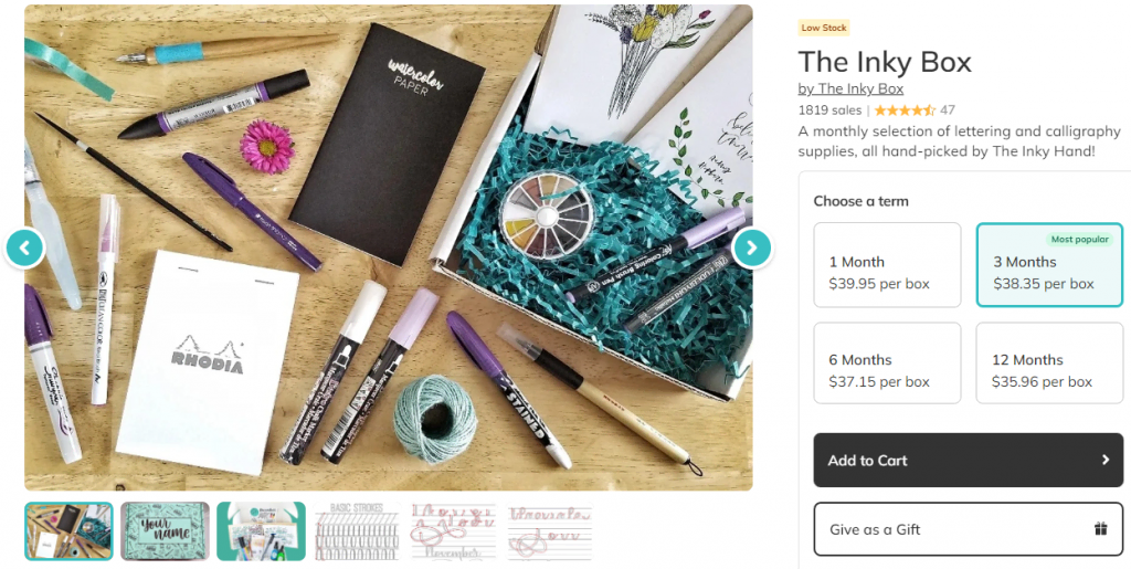 An example of subscription boxes for sale online