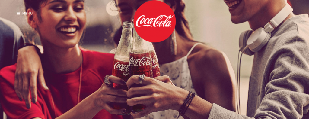 Captura de pantalla del sitio web de Coca-Cola